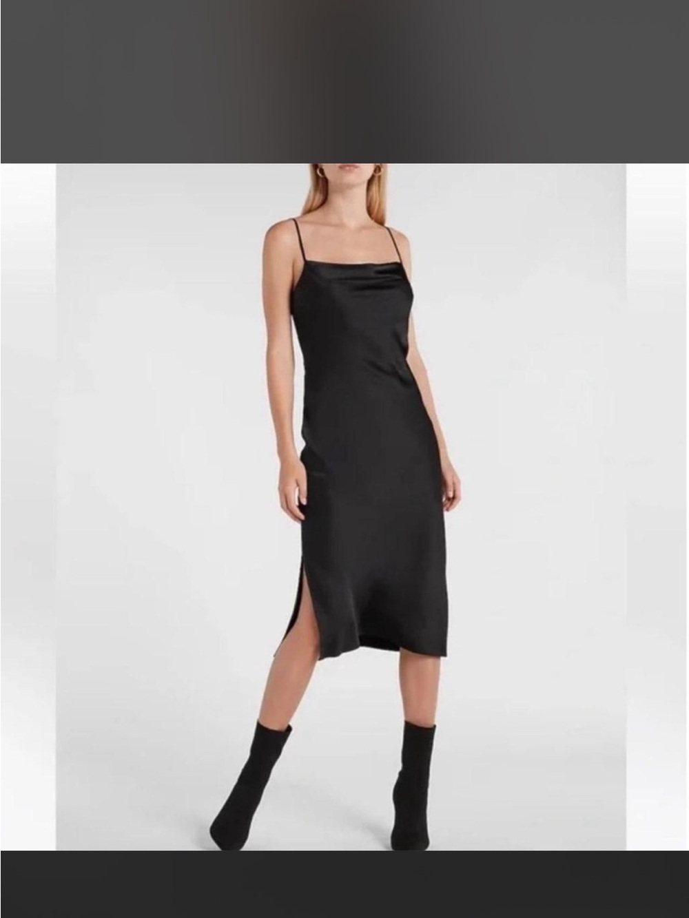 Express Black Cowl Neck Slip Midi Dress